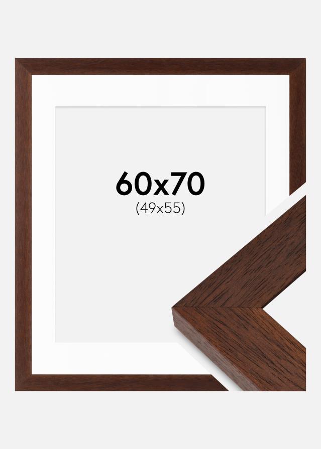 Rahmen Juno Teak 60x70 cm - Passepartout Weiß 50x56 cm