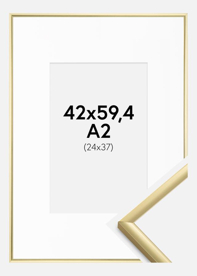 Rahmen New Lifestyle Gold 42x59,4 cm (A2) - Passepartout Weiß 25x38 cm