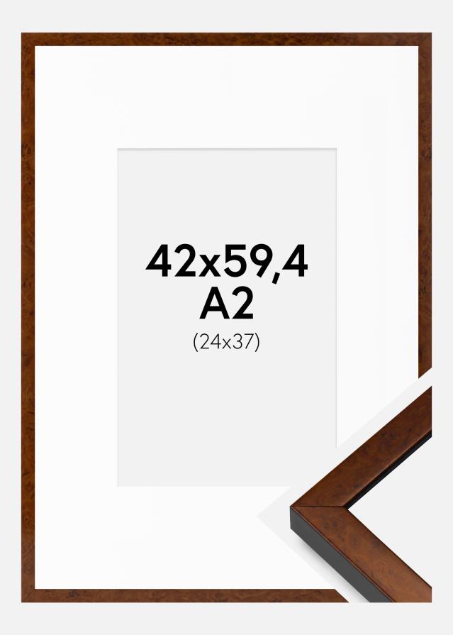 Rahmen Ares Walnuss 42x59,4 cm - Passepartout Weiß 25x38 cm