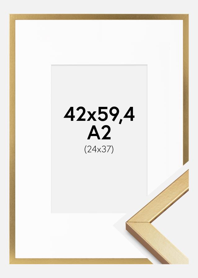 Rahmen Minerva Gold 42x59,4 cm - Passepartout Weiß 25x38 cm