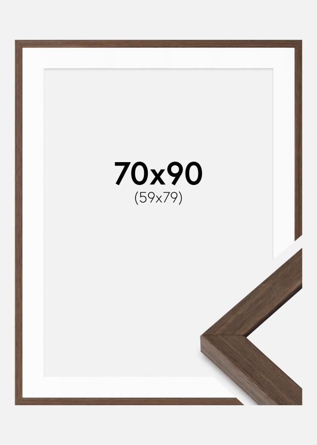 Rahmen Hermes Walnuss 70x90 cm - Passepartout Weiß 60x80 cm