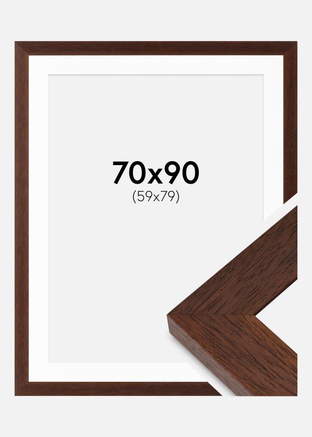 Rahmen Juno Teak 70x90 cm - Passepartout Weiß 60x80 cm