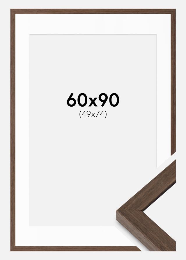 Rahmen Hermes Walnuss 60x90 cm - Passepartout Weiß 50x75 cm