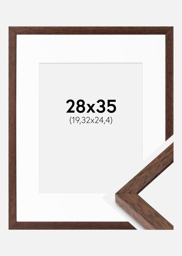Rahmen Ares Teak 28x35 cm - Passepartout Weiß 8x10 inches