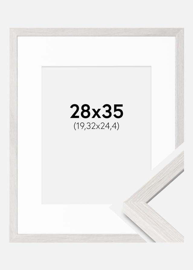Rahmen Ares Weiß eiche 28x35 cm - Passepartout Weiß 8x10 inches