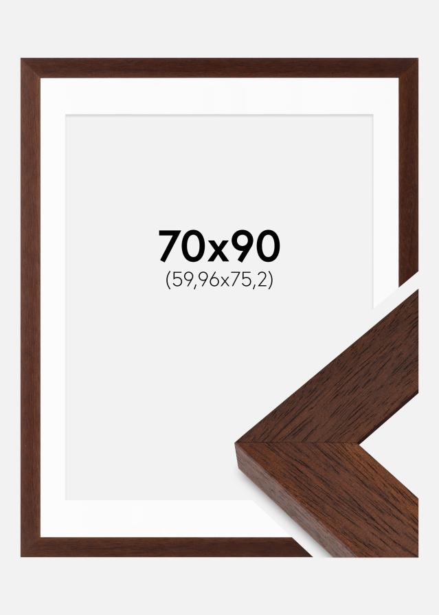 Rahmen Juno Teak 70x90 cm - Passepartout Weiß 24x30 inches