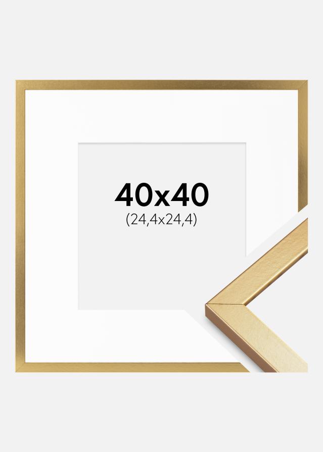 Rahmen Minerva Gold 40x40 cm - Passepartout Weiß 10x10 inches