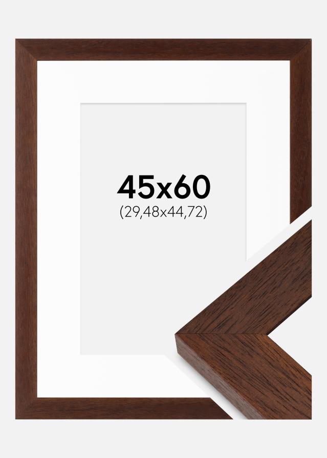 Rahmen Juno Teak 45x60 cm - Passepartout Weiß 12x18 inches