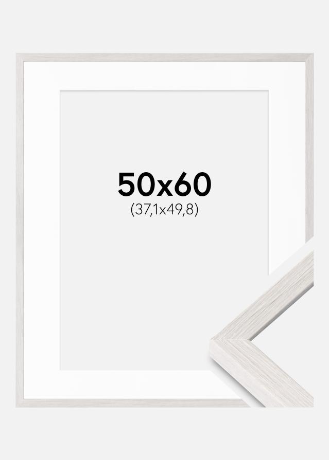 Rahmen Ares Weiß Eiche 50x60 cm - Passepartout Weiß 15x20 inches
