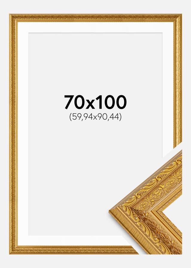 Rahmen Ornate Gold 70x100 cm - Passepartout Weiß 24x36 inches