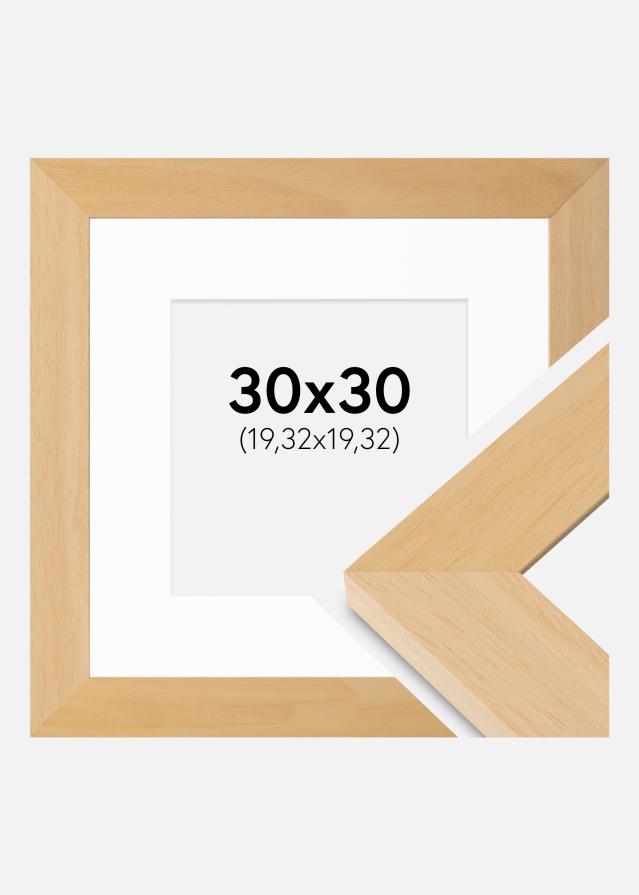 Rahmen Juno Holz 30x30 cm - Passepartout Weiß 8x8 inches