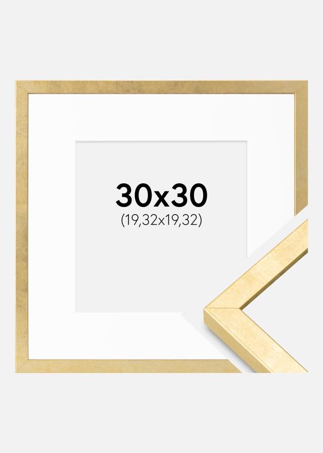 Rahmen Ares Gold 30x30 cm - Passepartout Weiß 8x8 inches