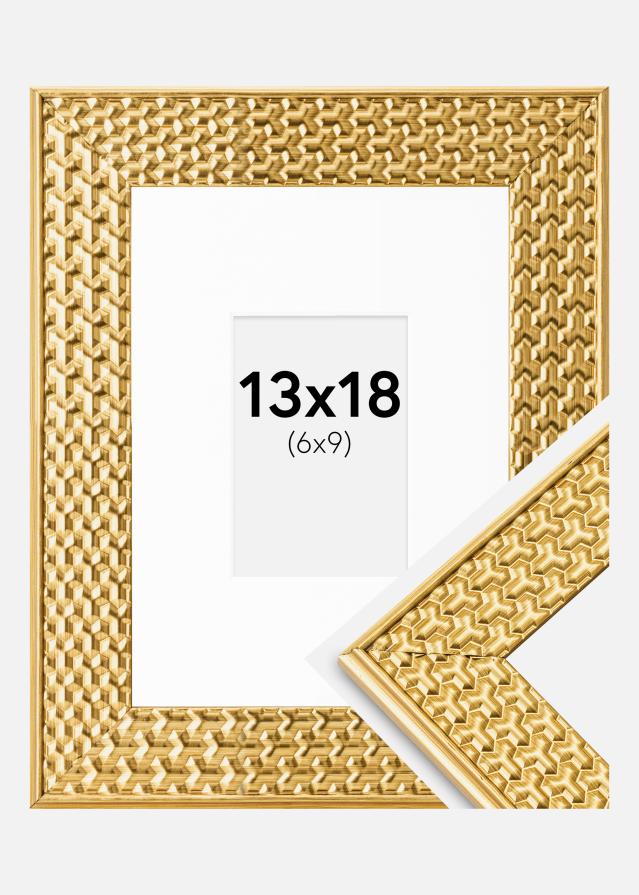 Rahmen Grace Gold 13x18 cm - Passepartout Weiß 7x10 cm