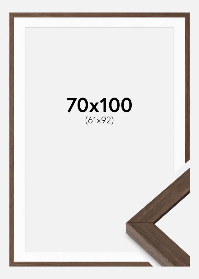 Rahmen Hermes Walnuss 70x100 cm - Passepartout Weiß 62x93 cm