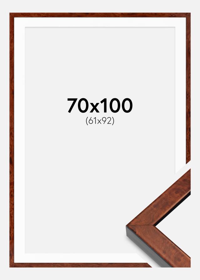 Rahmen Hermes Walnuss 70x100 cm - Passepartout Weiß 62x93 cm
