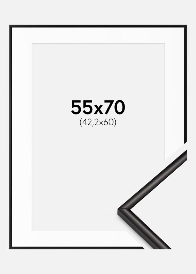 Rahmen Scandi Matt Schwarz 55x70 cm - Passepartout Weiß 43,2x61 cm