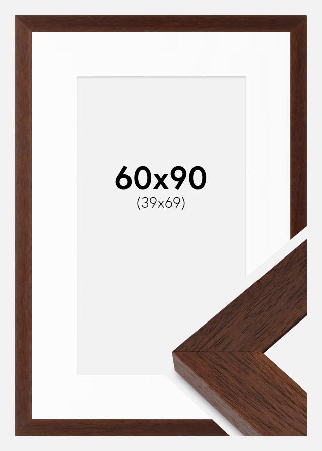 Rahmen Juno Teak 60x90 cm - Passepartout Weiß 40x70 cm