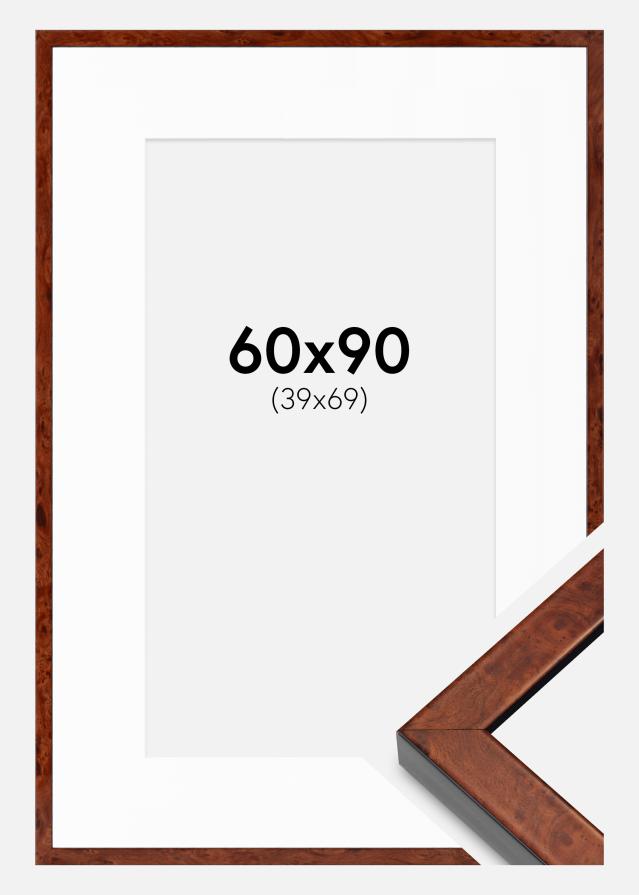 Rahmen Hermes Walnuss 60x90 cm - Passepartout Weiß 40x70 cm
