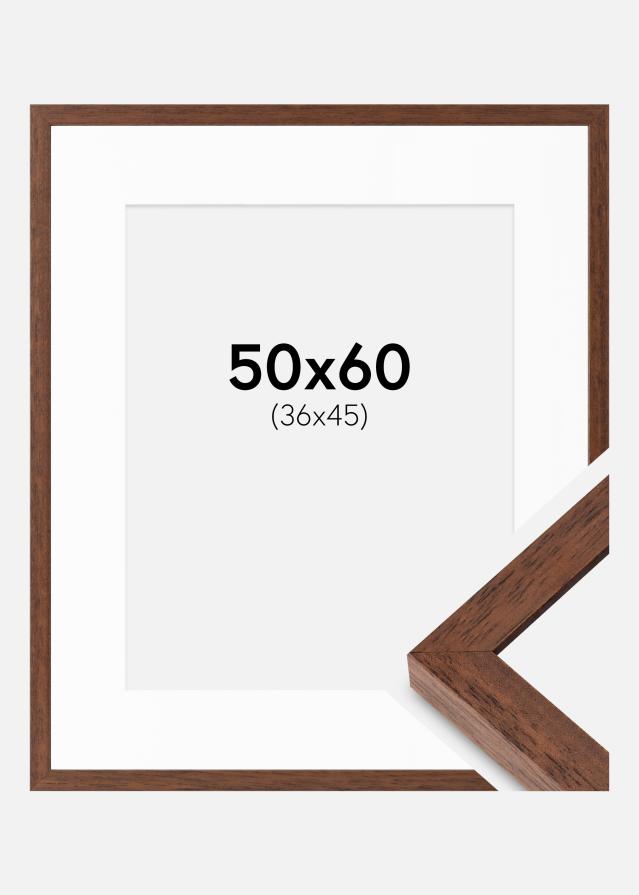 Rahmen Hermes Teak 50x60 cm - Passepartout Weiß 37x46 cm