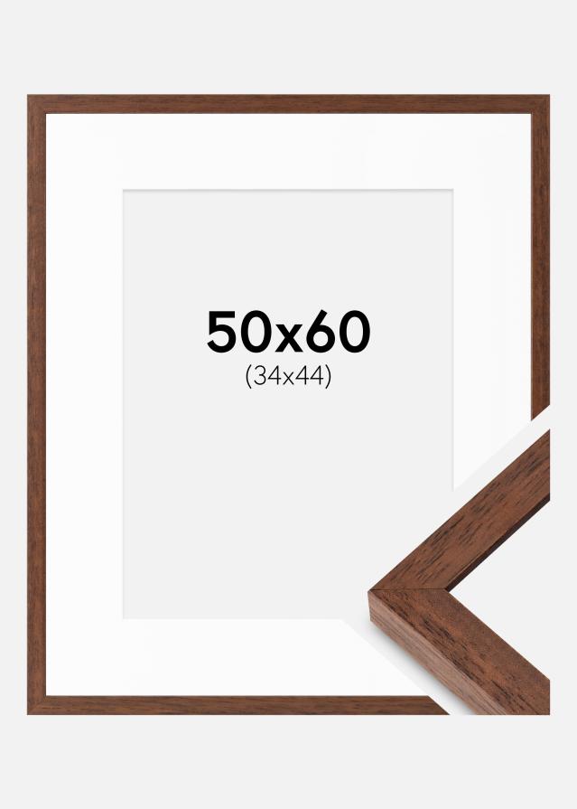 Rahmen Hermes Teak 50x60 cm - Passepartout Weiß 35x45 cm