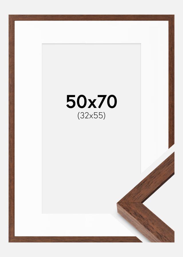 Rahmen Hermes Teak 50x70 cm - Passepartout Weiß 33x56 cm