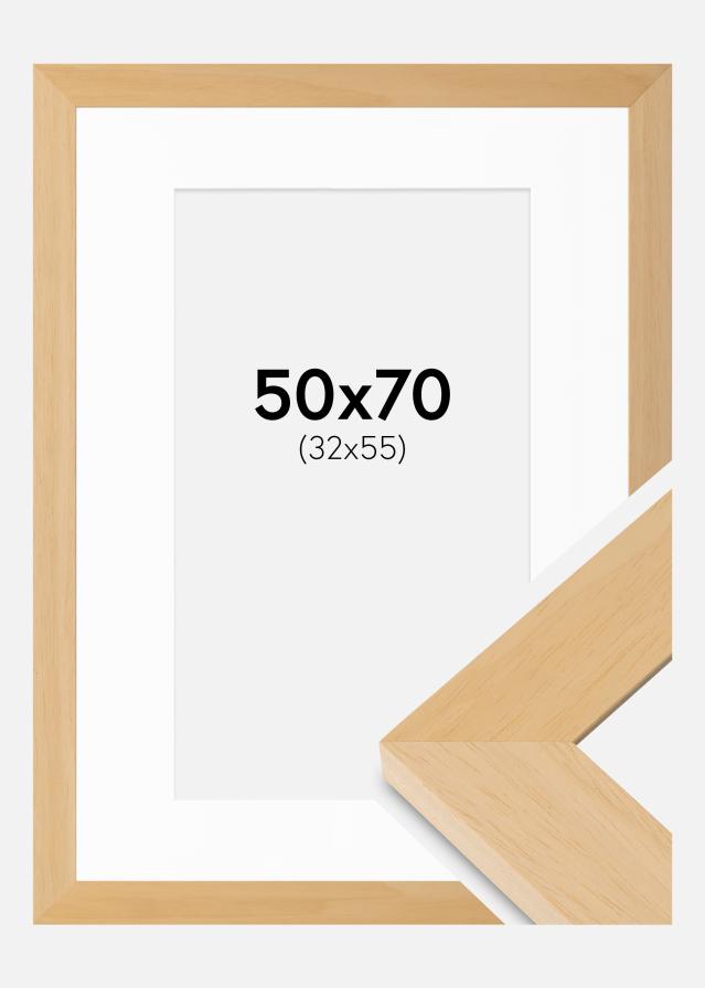 Rahmen Juno Holz 50x70 cm - Passepartout Weiß 33x56 cm