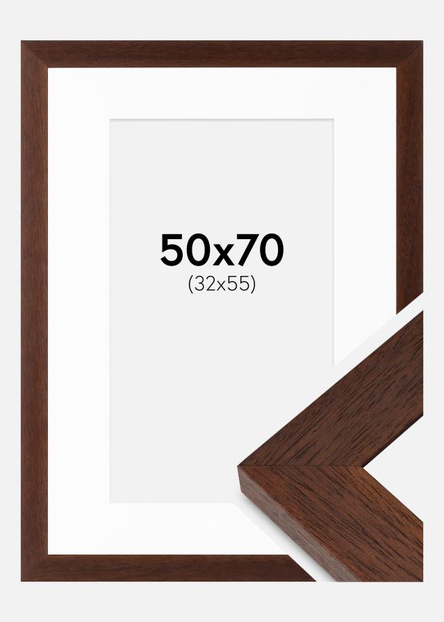 Rahmen Juno Teak 50x70 cm - Passepartout Weiß 33x56 cm