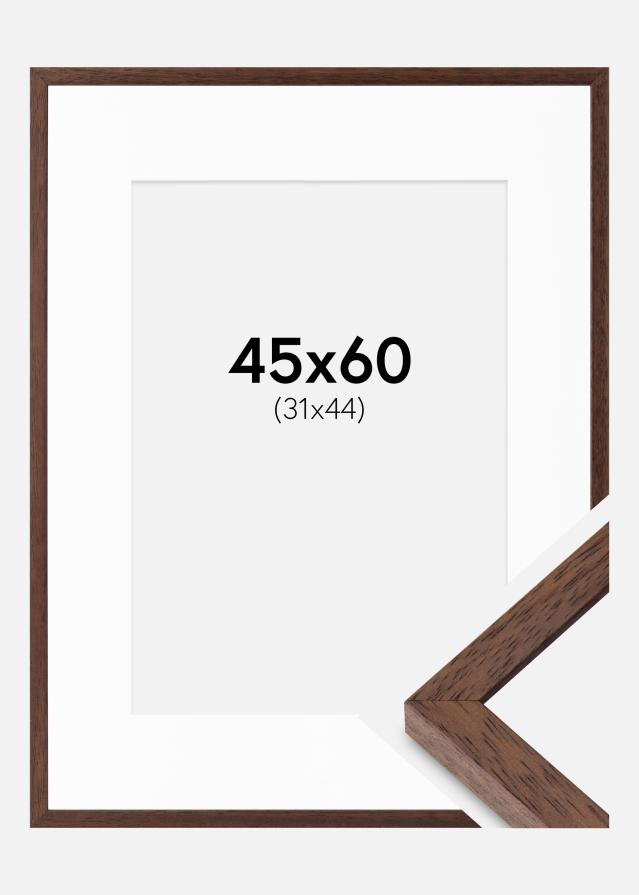 Rahmen Ares Teak 45x60 cm - Passepartout Weiß 32x45 cm