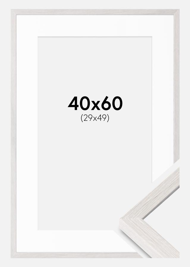 Rahmen Ares Weiß Eiche 40x60 cm - Passepartout Weiß 30x50 cm