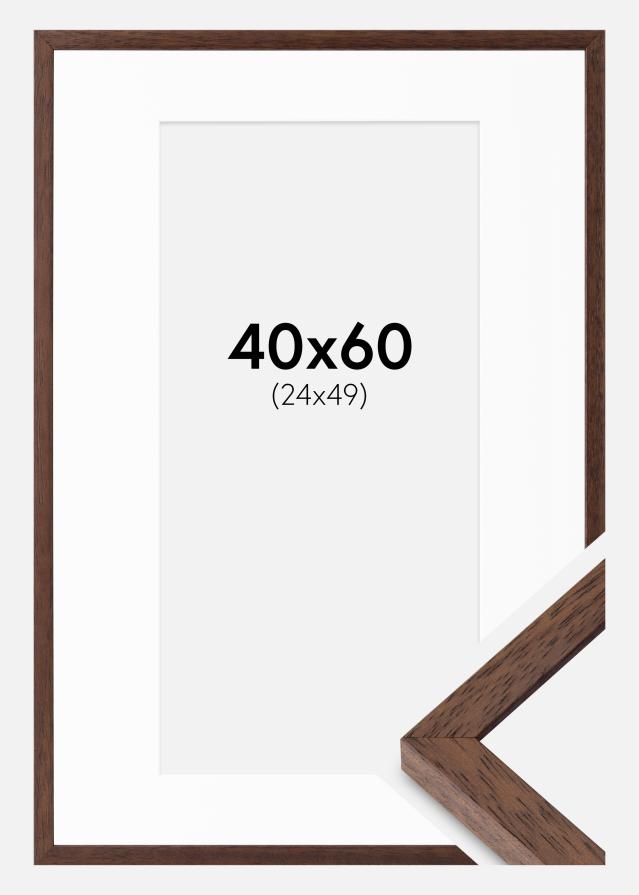 Rahmen Ares Teak 40x60 cm - Passepartout Weiß 25x50 cm