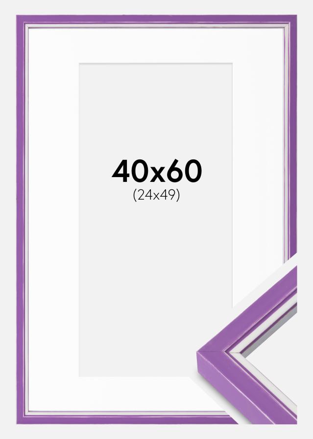 Rahmen Diana Lila 40x60 cm - Passepartout Weiß 25x50 cm
