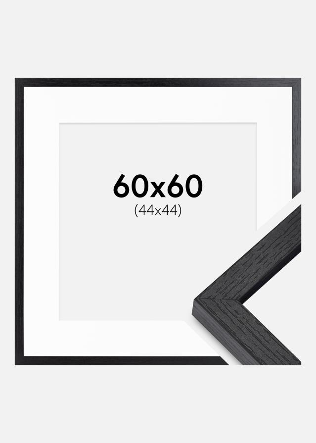 BGA Kastenrahmen Schwarz 60x60 cm - Passepartout Weiß 45x45 cm
