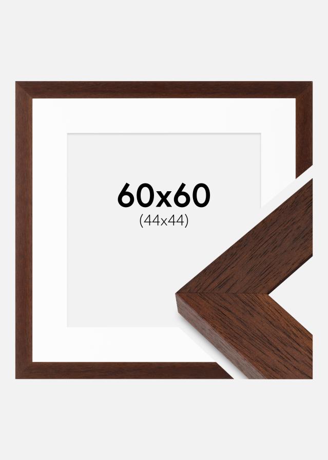 Rahmen Juno Teak 60x60 cm - Passepartout Weiß 45x45 cm