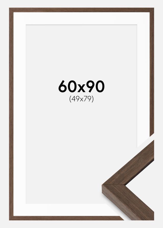 Rahmen Hermes Walnuss 60x90 cm - Passepartout Weiß 50x80 cm