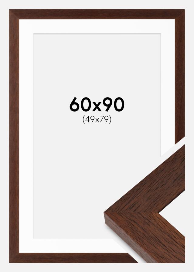 Rahmen Juno Teak 60x90 cm - Passepartout Weiß 50x80 cm