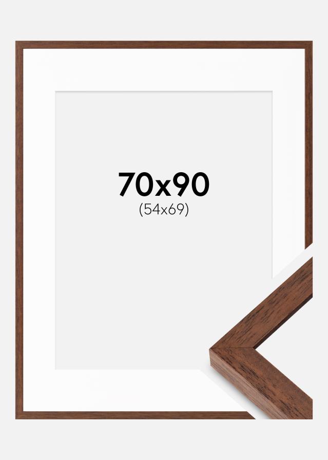 Rahmen Hermes Teak 70x90 cm - Passepartout Weiß 55x70 cm