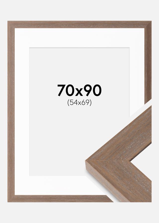 Rahmen Juno Grau 70x90 cm - Passepartout Weiß 55x70 cm