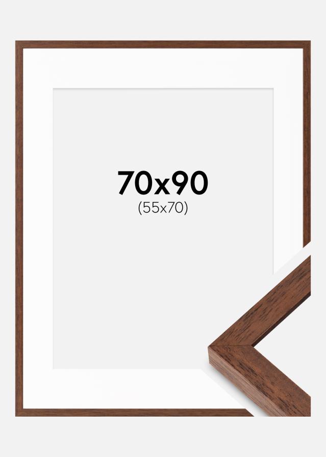 Rahmen Hermes Teak 70x90 cm - Passepartout Weiß 56x71 cm