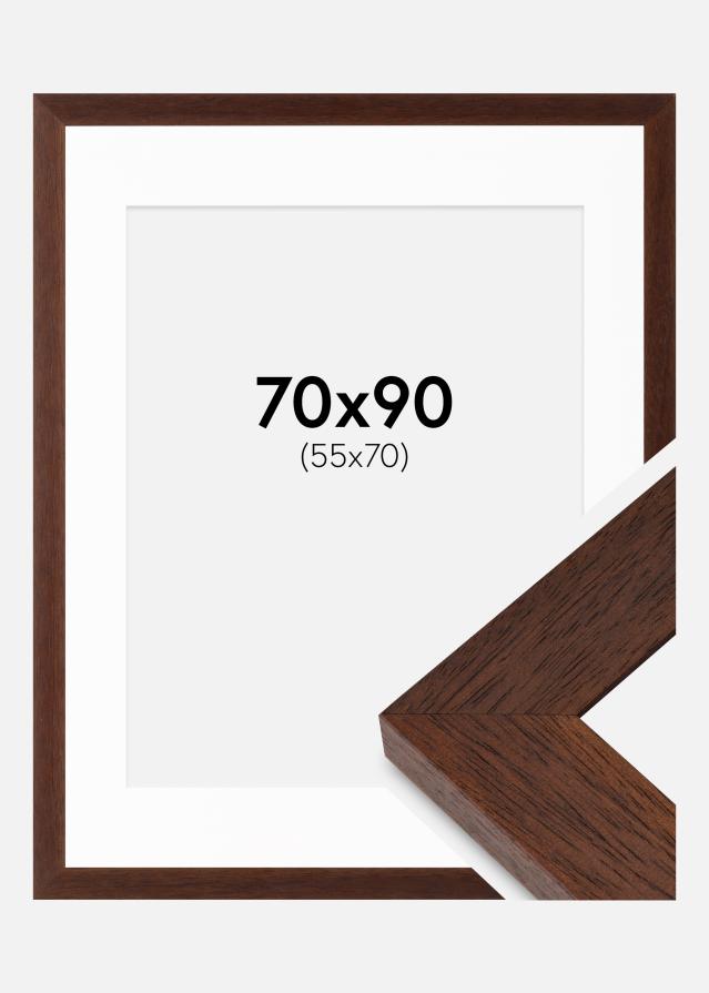 Rahmen Juno Teak 70x90 cm - Passepartout Weiß 56x71 cm