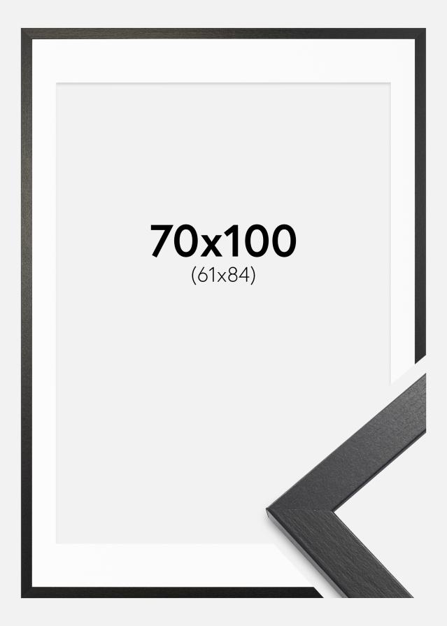 Rahmen Stilren Schwarz Eiche 70x100 cm - Passepartout Weiß 62x85 cm