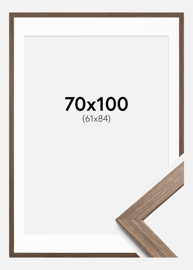 Rahmen Stilren kalt braun 70x100 cm - Passepartout Weiß 62x85 cm
