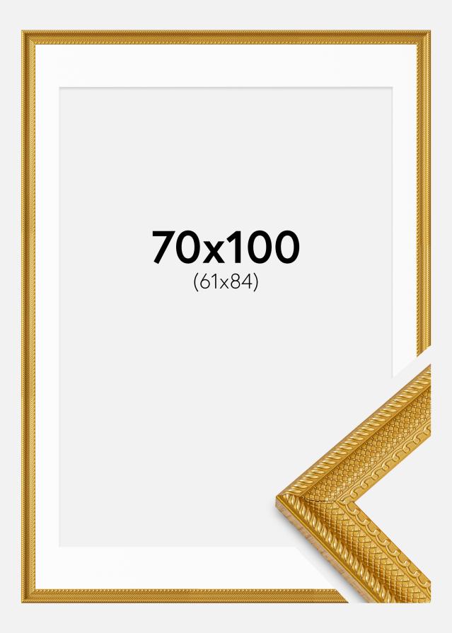 Rahmen Lattice Gold 70x100 cm - Passepartout Weiß 62x85 cm
