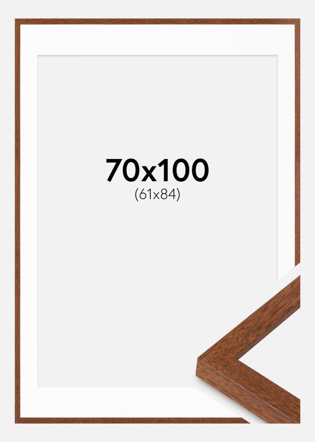 Rahmen Modern Warm Braun 70x100 cm - Passepartout Weiß 62x85 cm