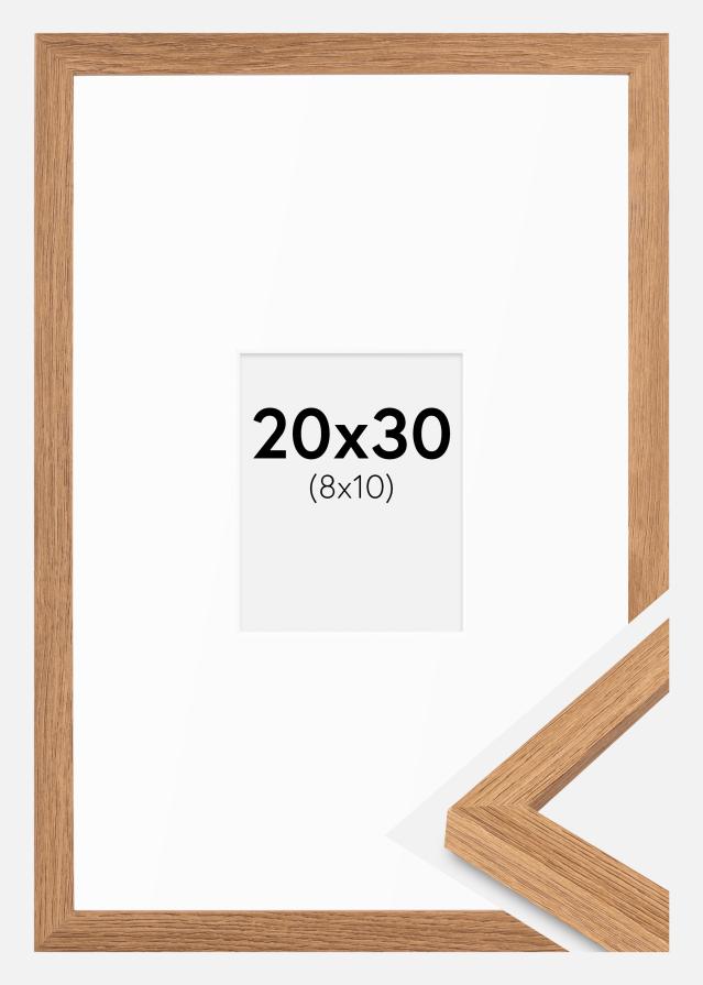 Rahmen Modern Teak 20x30 cm - Passepartout Weiß 9x11 cm
