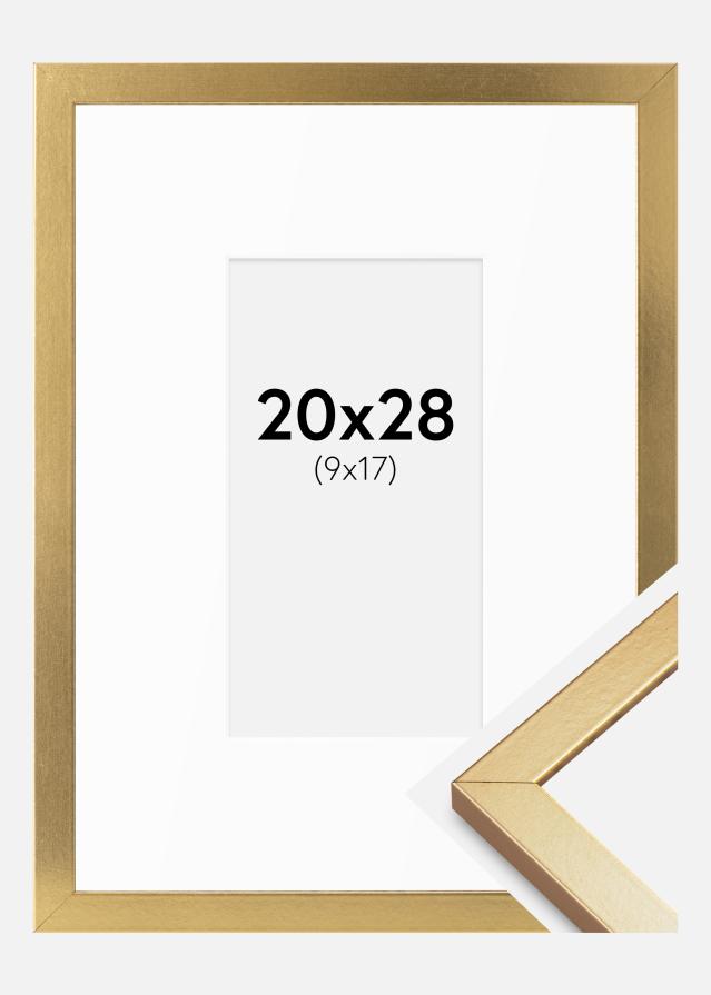 Rahmen Minerva Gold 20x28 cm - Passepartout Weiß 10x18 cm