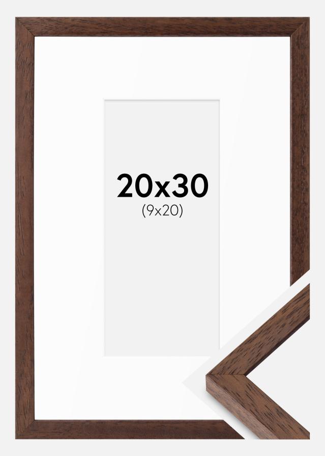 Rahmen Ares Teak 20x30 cm - Passepartout Weiß 10x21 cm