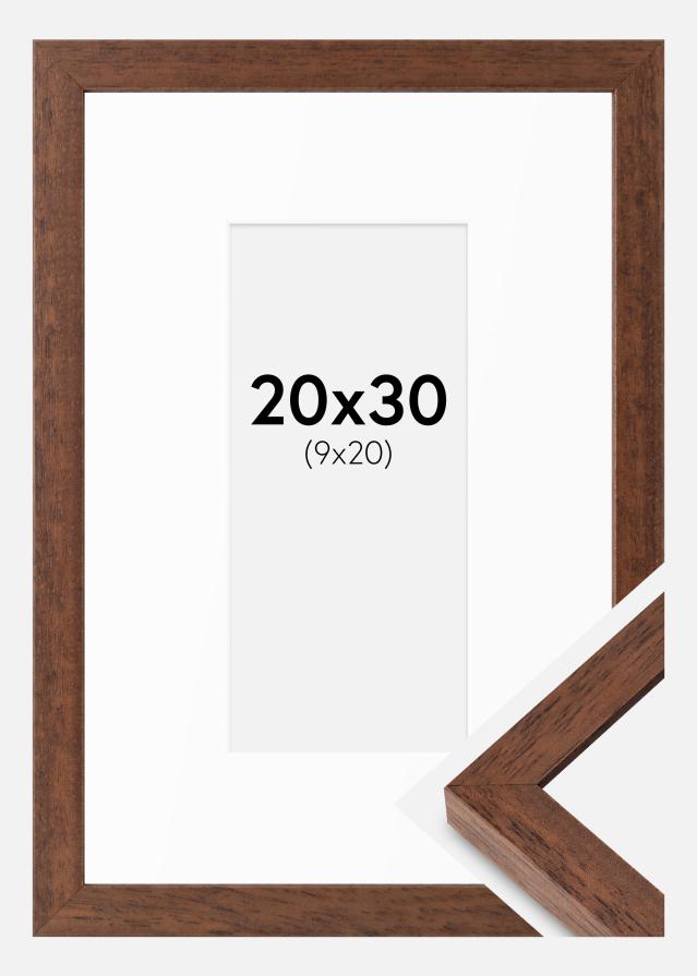 Rahmen Hermes Teak 20x30 cm - Passepartout Weiß 10x21 cm