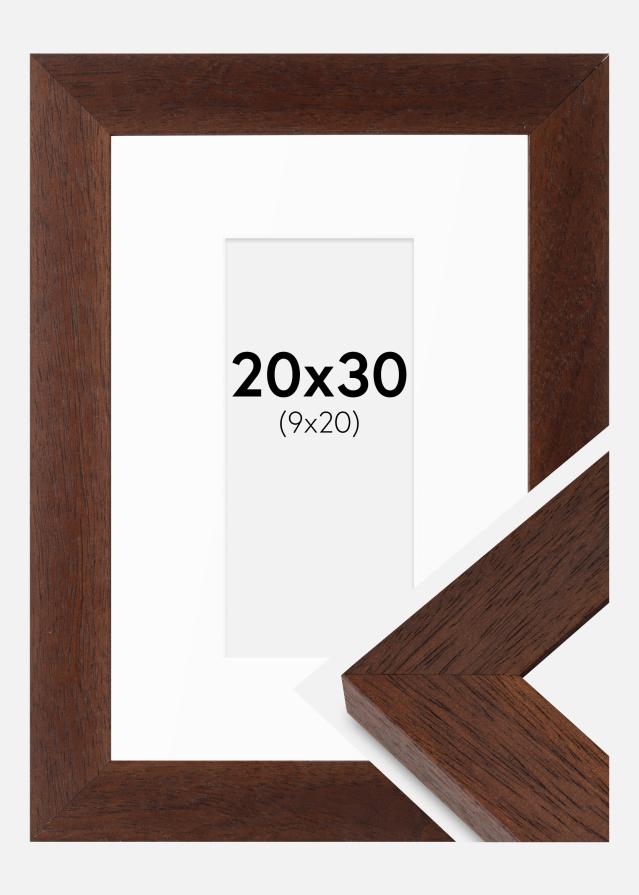 Rahmen Juno Teak 20x30 cm - Passepartout Weiß 10x21 cm
