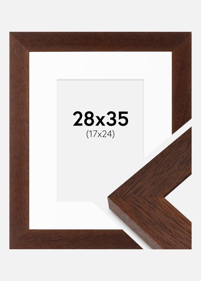 Rahmen Juno Teak 28x35 cm - Passepartout Weiß 18x25 cm