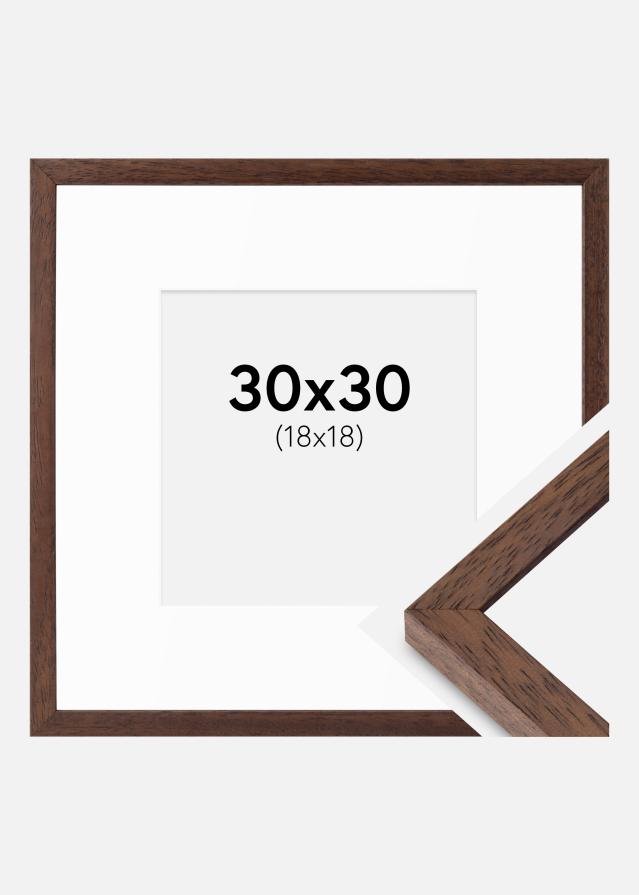 Rahmen Ares Teak 30x30 cm - Passepartout Weiß 19x19 cm